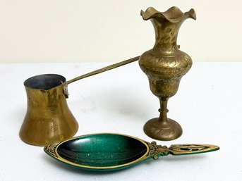 Vintage Indian And Israeli Brass And Enamel