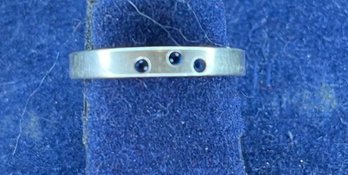 Vintage Sterling Silver 925 Band Ring - September Birthstone - Blue Stones - Size 7