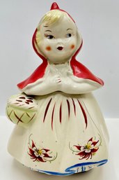 Vintage Hull Little Red Riding Hood Ceramic Cookie Jar With Gold Accents, Patented