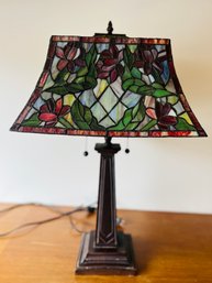 A Tiffany Style Leaded Glass Table Lamp -