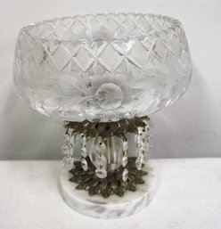 Rare Antique Compote Pedestal Bowl Bavarian Crystal Marble Base