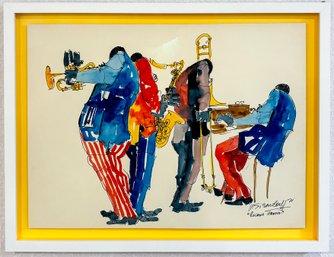 Leo Meiersdorff (New Orleans, 1934-1994), 'Roland Hanna,' 1971, Jazz Themed Watercolor On Paper