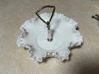 Vintage Fenton Hobnail Milk Glass Candy Dish