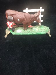 Cast Iron Milking Cow Mechanical Bank