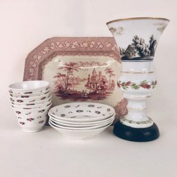 Antqiue Transferware, Bone China And Bristol Glass