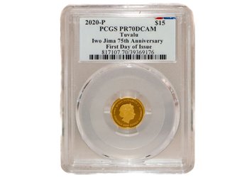 2020P Tuvalu Gold 1/10oz 9999 Gold $15 75th Anniversary 1st Day Of Issue