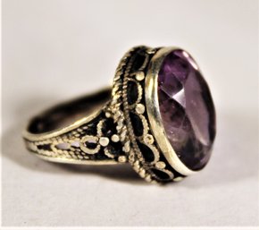 Vintage Sterling Silver Genuine Amethyst Small Sized Ring Size 4