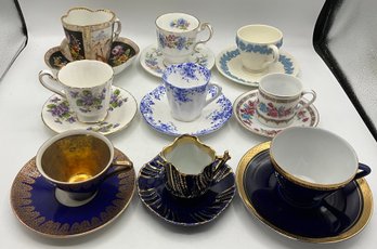 Nice Lot Of 9 Vintage Teacups & Saucers ~ Shelley, Wedgwood, Paragon & More ~