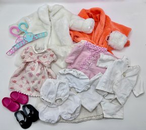 Doll Clothes Including Faux Fur Jacket & Fleece Robe, Most Fit American Girl Sized Dolls
