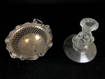 Trinket Bowl And Glass Candle Stick Holder