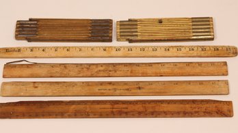 COOL VINTAGE & ANTIQUE RULER MEASURING LOT INCLUDING ONE BY J. HALDEN & CO EARLY 20TH CENTURY