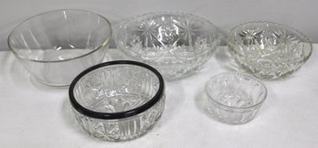 Lot Of 5 Beautiful Glass Bowls