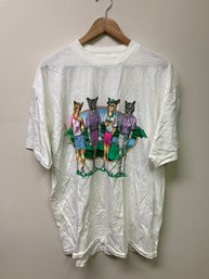 Vintage Cat  GOlf Themed T Shirt Single Stitch Size Xl