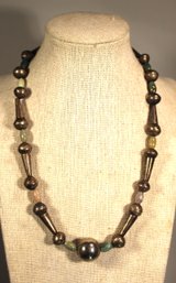 Sterling Silver Beaded Necklace Having Hard Stones