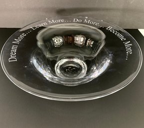 LARGE Simon Pearce Engraved Celebration Footed Bowl With 'DREAM MORE' Saying