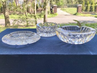 A Trio Of Vintage Waterford Crystal Ashtrays