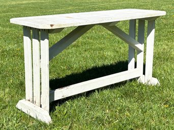 A Vintage Painted Pine Garden Bench