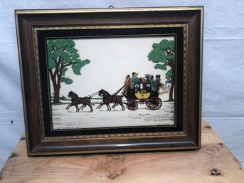 1938 Reverse Hand Colored Painting On Glass, Signed Vitalie Z. Terletzky 15 1/2' X 12 1/2'