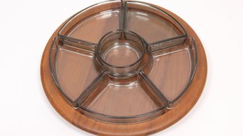 DANISH MODERN TEAK & GLASS LAZY SUSAN  BY DIGSMED OF DENMARK