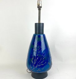 Mid Century Rich Blue Ceramic Lamp