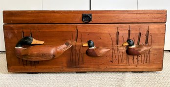 Hand Carved Vintage Mallard Duck Wooden Chest