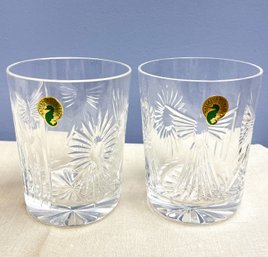 Waterford Crystal Millenium Five Toast Double Old Fashioned Glasses- Happiness Health Love  Peace & Prosperity