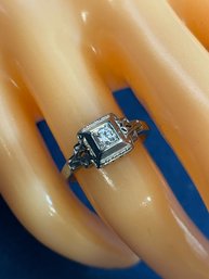 Antique 18K White Gold Diamond Ring
