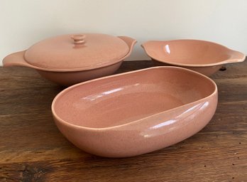 Three MCM Russel Wright Steubenville Coral Pink Bowls