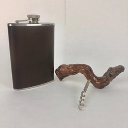 Vintage Flask & Corkscrew