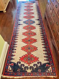 Vintage Hand Knotted Wool Runner Rug (3' X10')