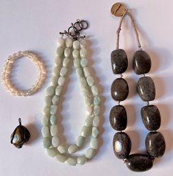 2 Natural Stone Necklaces, Pendant & Bracelet