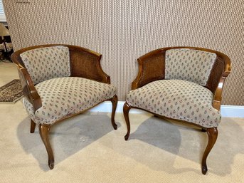 Two Vintage Cane Barrel Back Chairs