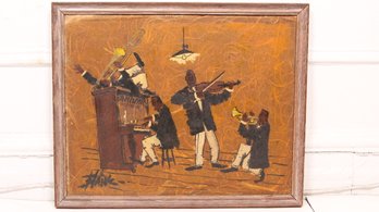 FANTASTIC OIL ON BOARD 1960'S JAZZ MUSICIAN PAINTING BY PAUL BLAINE HENIE (1932-1999)