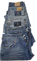 Six Pair Of Denim Jeans- Four Lucky Brand, Levi And Polo Ralph Lauren- Size 38