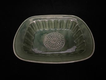 Vintage Green Ceramic Serving Dish