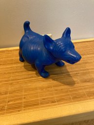 Blue Ceramic Dog Figure