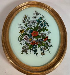 Vintage Framed Tinsel Painting- Reversed Painting On Glass