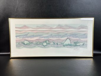 Original Abstract Art Piece In Pastel Tones, Signed & Dated