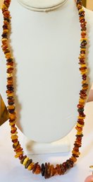 VINTAGE GRADUATED MULTI COLOR AMBER NUGGET NECKLACE 30' LONG