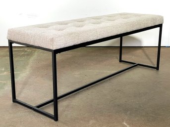 A Modern Metal Bench In Tufted Linen By CB2