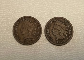 (2) 1909 Indian Head Pennies