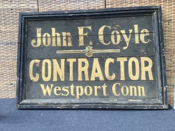 John F. Coyle Contractor Westport CT Wooden Sign #589