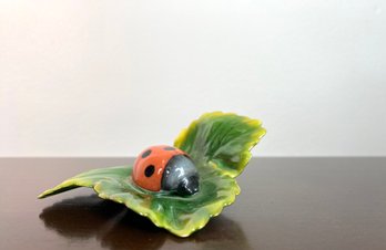 HEREND First Edition Lady Bug On Leaf