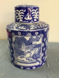 Asian Blue And White Jar/urn