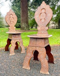 A Pair Of 19th Century Moorish Chairs With Ivory Inlay