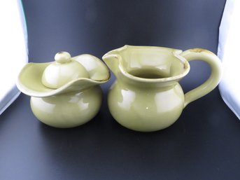Southern Living At Home Sage Green Ceramic Toscana Collection Pottery Sugar & Creamer Made In Italy