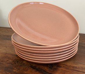 Eight MCM Russel Wright Steubenville Coral Pink Dinner Plates