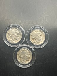 3 Buffalo Nickels 1937, 1937-D, 1937-S