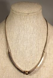 Sterling Silver Necklace Having Gold Ball Choker Length