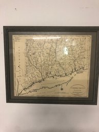 Framed Vintage 1796 Connecticut Map